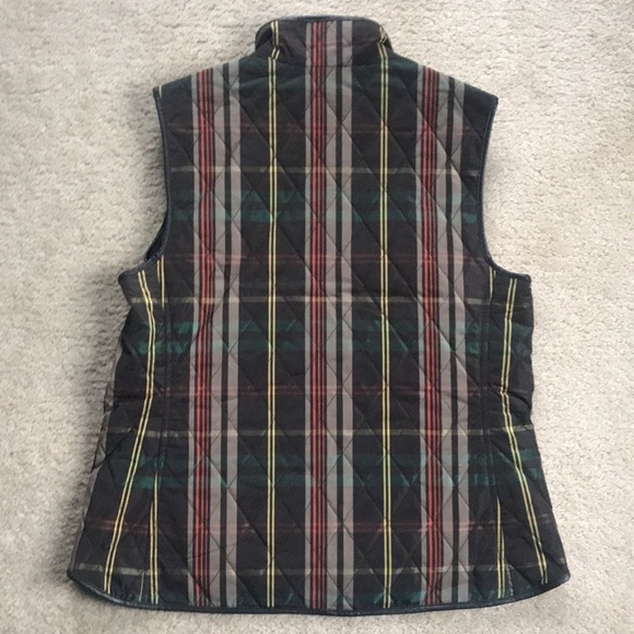 Women’s Talbots Medium Brown Plaid Quilted Vest - Picture 2 of 2